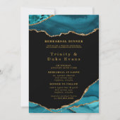 Moderne Blauwgroen en goudgesteente-repetitie Kaart (Voorkant)