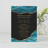 Moderne Blauwgroen en goudgesteente-repetitie Kaart (Staand voorkant)