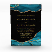 Moderne Blauwgroen en goudgesteente-weddenschap Fotoblokken (Voorkant)