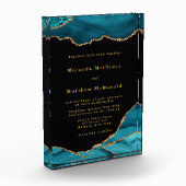 Moderne Blauwgroen en goudgesteente-weddenschap Fotoblokken (Links)