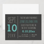 Moderne blauwgroen en grijze huwelijksuitnodiginge kaart (Voorkant / Achterkant)