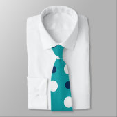Moderne Blauwgroen en Navy Polka Dot Stropdas (Gebonden)