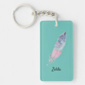 Moderne Blauwgroen en roze doezelaar Sleutelhanger (Voorkant)