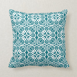 Moderne Blauwgroen en witte Abstracte patroonkust Kussen