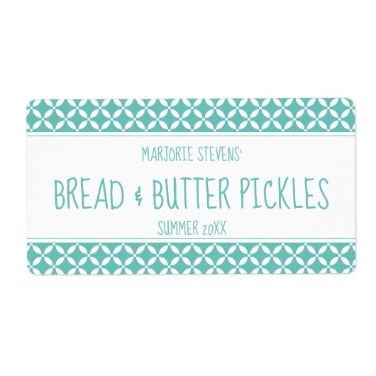 Moderne, Blauwgroen en witte bliksetiket Etiket (Voorkant)