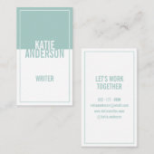 Moderne blauwgroen en witte eenvoudige geometrisch visitekaartje (Voorkant / Achterkant)