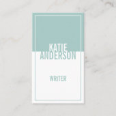 Moderne blauwgroen en witte eenvoudige geometrisch visitekaartje (Voorkant)