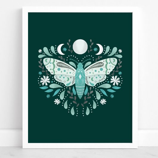 Moderne Blauwgroen en witte illustratie van de Abs Poster