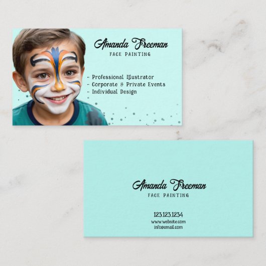 Moderne Blauwgroen en Zwarte Partij Kunstenaar Sch Visitekaartje (Voorkant / Achterkant)