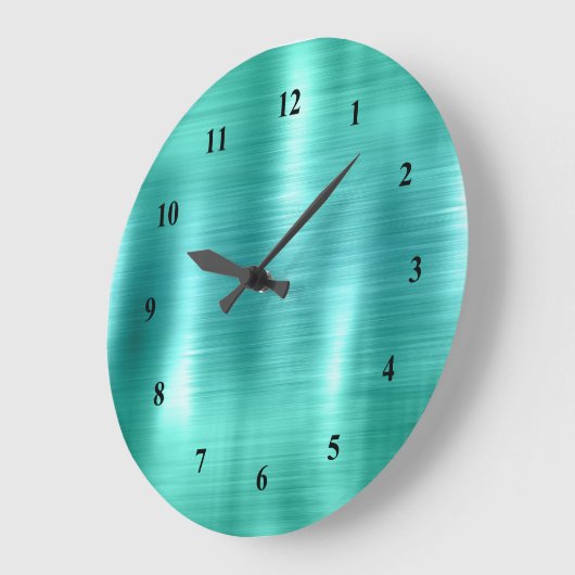 Moderne Blauwgroen Faux metallisch Grote Klok (Hoek)