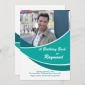 Moderne Blauwgroen foto-uitnodiging Kaart (Voorkant / Achterkant)