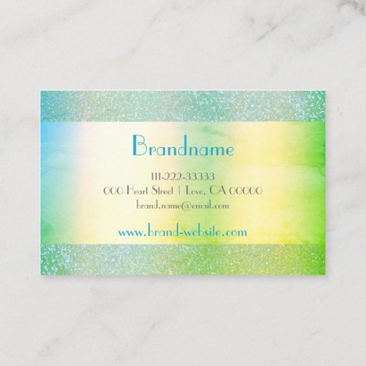 Moderne Blauwgroen gele groene ombre Waterverf Las Visitekaartje (Achterkant)