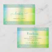 Moderne Blauwgroen gele groene ombre Waterverf Las Visitekaartje (Voorkant / Achterkant)