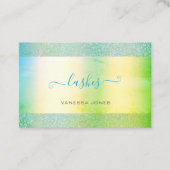 Moderne Blauwgroen gele groene ombre Waterverf Las Visitekaartje (Voorkant)