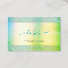 Moderne Blauwgroen gele groene ombre Waterverf Las Visitekaartje