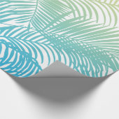 Moderne blauwgroen gele tropische palmbomen patroo cadeaupapier (Hoek)