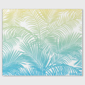 Moderne blauwgroen gele tropische palmbomen patroo cadeaupapier (Vlak)