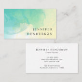 Moderne blauwgroen gele waterverf splash visitekaartje (Voorkant / Achterkant)