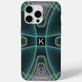 Moderne Blauwgroen Geometrische Fractal Art Graphi iPhone 15 Pro Max Hoesje