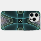 Moderne Blauwgroen Geometrische Fractal Art Graphi Case-Mate iPhone Case (Achterkant (horizontaal))