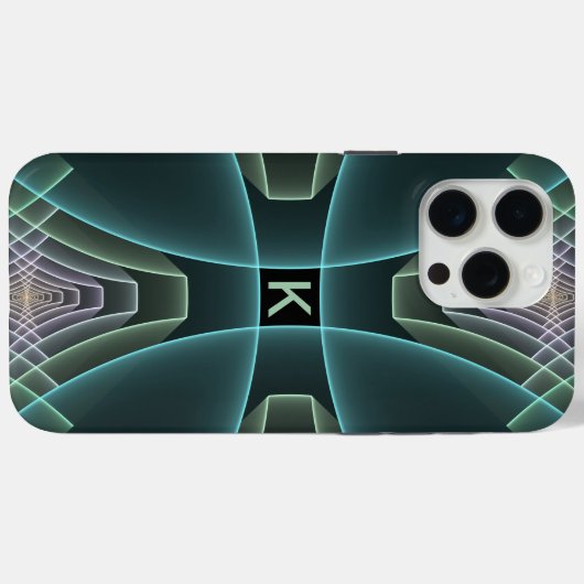 Moderne Blauwgroen Geometrische Fractal Art Graphi Case-Mate iPhone Case (Achterkant (horizontaal))