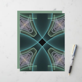 Moderne Blauwgroen geometrische fractale kunst