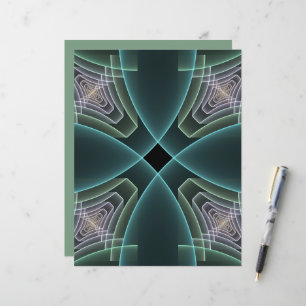 Moderne Blauwgroen geometrische fractale kunst