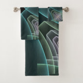 Moderne Blauwgroen geometrische fractale kunst Bad Handdoek (Insitu)