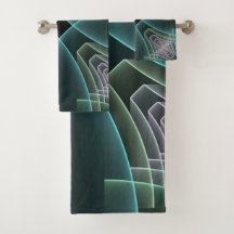 Moderne Blauwgroen geometrische fractale kunst