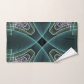 Moderne Blauwgroen geometrische fractale kunst Bad Handdoek (Handdoek)