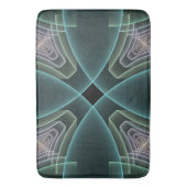 Moderne Blauwgroen geometrische fractale kunst Badmat (Voorkant Verticaal)
