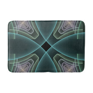 Moderne Blauwgroen geometrische fractale kunst Badmat
