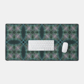 Moderne Blauwgroen geometrische fractale kunst Bureaumat (Keyboard & Muis)