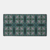 Moderne Blauwgroen geometrische fractale kunst Bureaumat (Voorkant)
