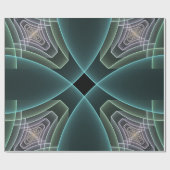 Moderne Blauwgroen geometrische fractale kunst Cadeaupapier (Vlak)