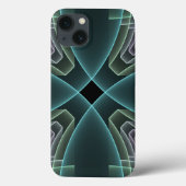 Moderne Blauwgroen geometrische fractale kunst Case-Mate iPhone Case (Achterkant)