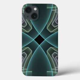 Moderne Blauwgroen geometrische fractale kunst Case-Mate iPhone Case