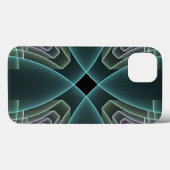 Moderne Blauwgroen geometrische fractale kunst Case-Mate iPhone Case (Achterkant (horizontaal))