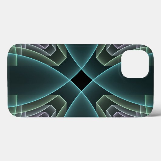 Moderne Blauwgroen geometrische fractale kunst Case-Mate iPhone Case (Achterkant (horizontaal))