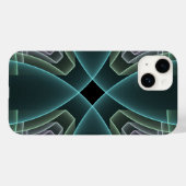 Moderne Blauwgroen geometrische fractale kunst Case-Mate iPhone Case (Achterkant (horizontaal))