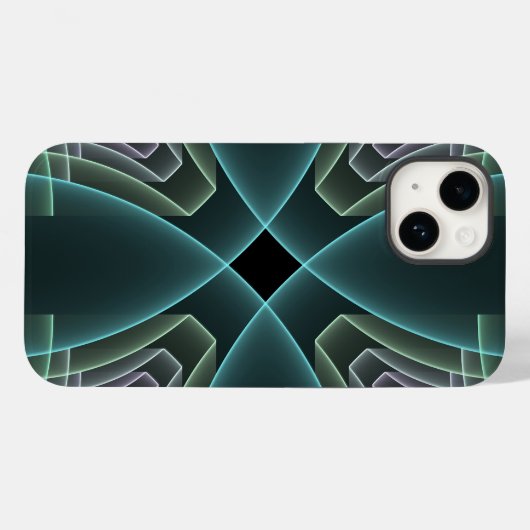 Moderne Blauwgroen geometrische fractale kunst Case-Mate iPhone Case (Achterkant (horizontaal))
