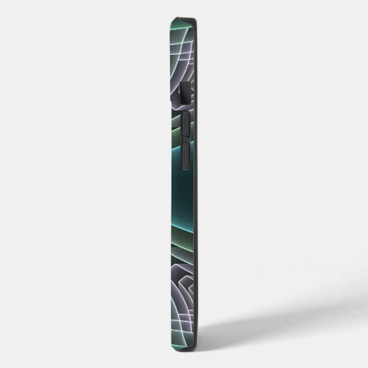 Moderne Blauwgroen geometrische fractale kunst Case-Mate iPhone Case (Achterkant / Links)