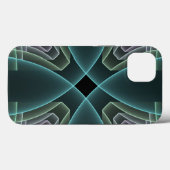 Moderne Blauwgroen geometrische fractale kunst Case-Mate iPhone Case (Achterkant (horizontaal))