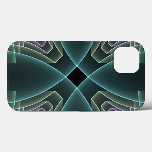 Moderne Blauwgroen geometrische fractale kunst Case-Mate iPhone Case (Achterkant (horizontaal))