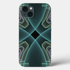 Moderne Blauwgroen geometrische fractale kunst Case-Mate iPhone Case