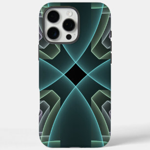 Moderne Blauwgroen geometrische fractale kunst iPhone 16 Pro Max Hoesje