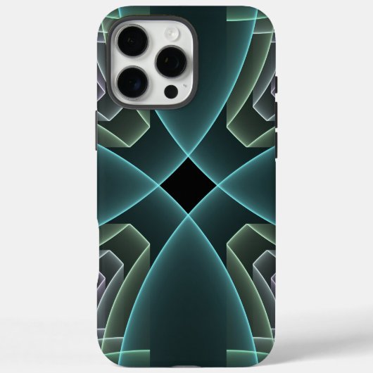 Moderne Blauwgroen geometrische fractale kunst Case-Mate iPhone Case (Achterkant)
