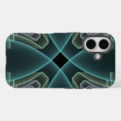 Moderne Blauwgroen geometrische fractale kunst Case-Mate iPhone Case (Achterkant (horizontaal))