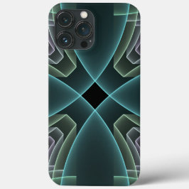 Moderne Blauwgroen geometrische fractale kunst Case-Mate iPhone Case
