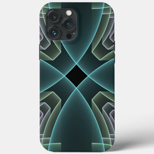 Moderne Blauwgroen geometrische fractale kunst Case-Mate iPhone Case (Achterkant)